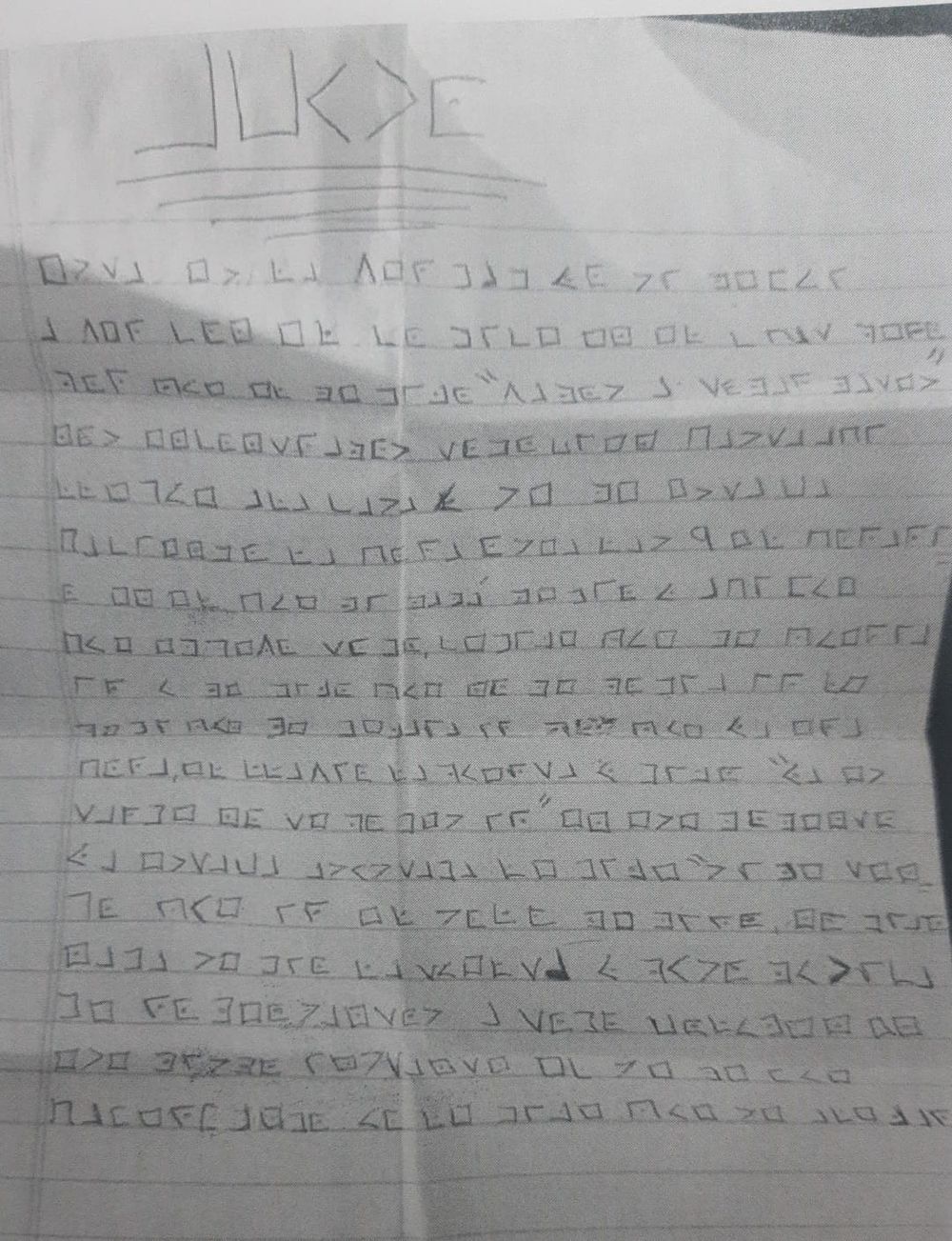 La carta de la menor escrita con símbolos