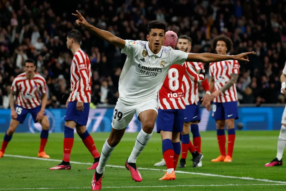 El festejo de gol de Álvaro Rodríguez ante Atlético de Madrid