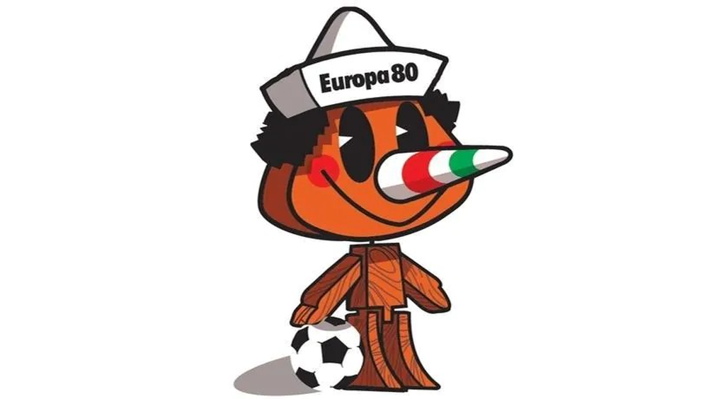 Pinocchio (Italia 1980): Pinocchio, vestido con los colores de la bandera italiana, rinde homenaje al famoso cuento italiano y a la pasión por el fútbol en su país.