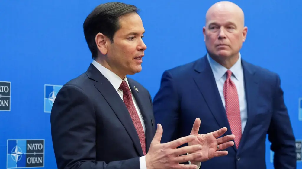 El embajador de EEUU en la OTAN, Matthew Whitaker, y el secretario de Estado, Marco Rubio