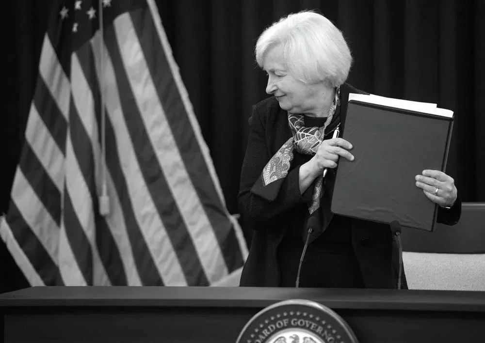 La presidenta de la Reserva Federal, Janet Yellen, ayer en conferencia. AFP