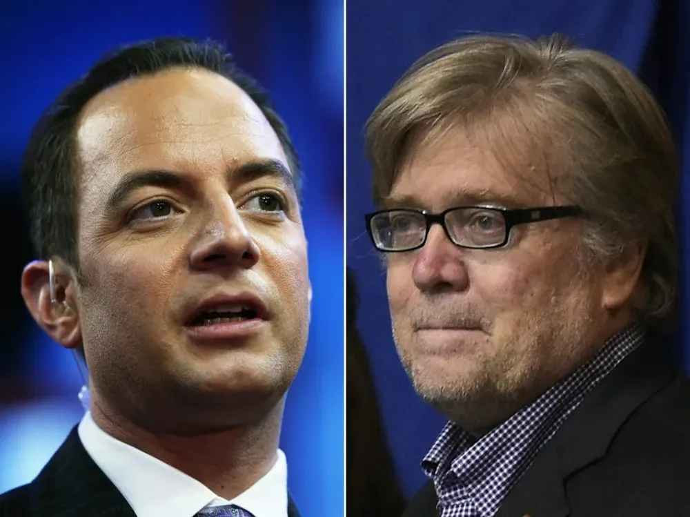 Reince Priebus y Steve Bannon, los hombres fuertes de la Casa Blanca elegidos por Donald Trump.