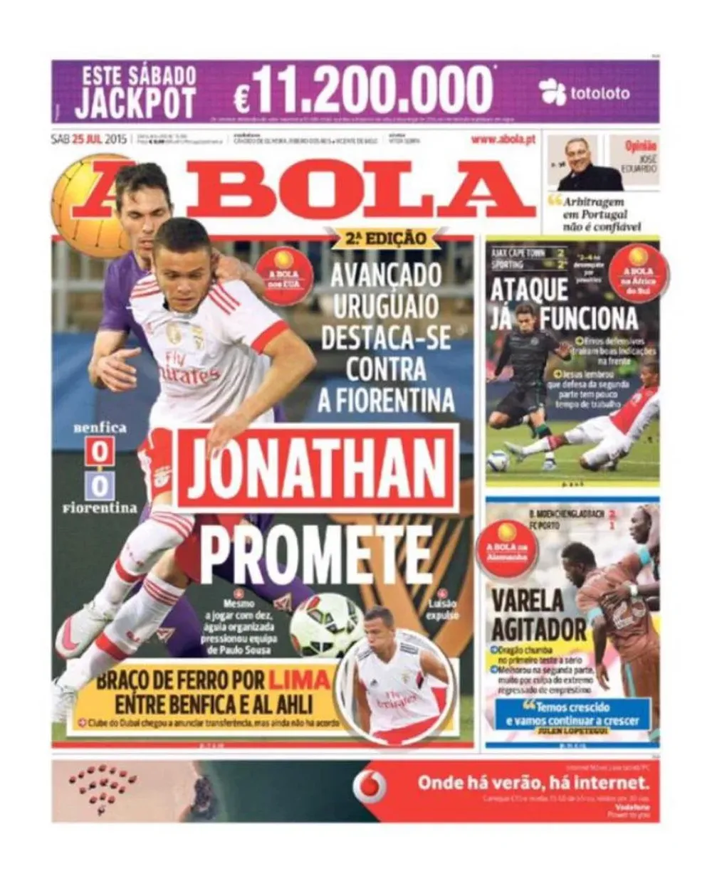 La tapa de A Bola destaca a Jonathan