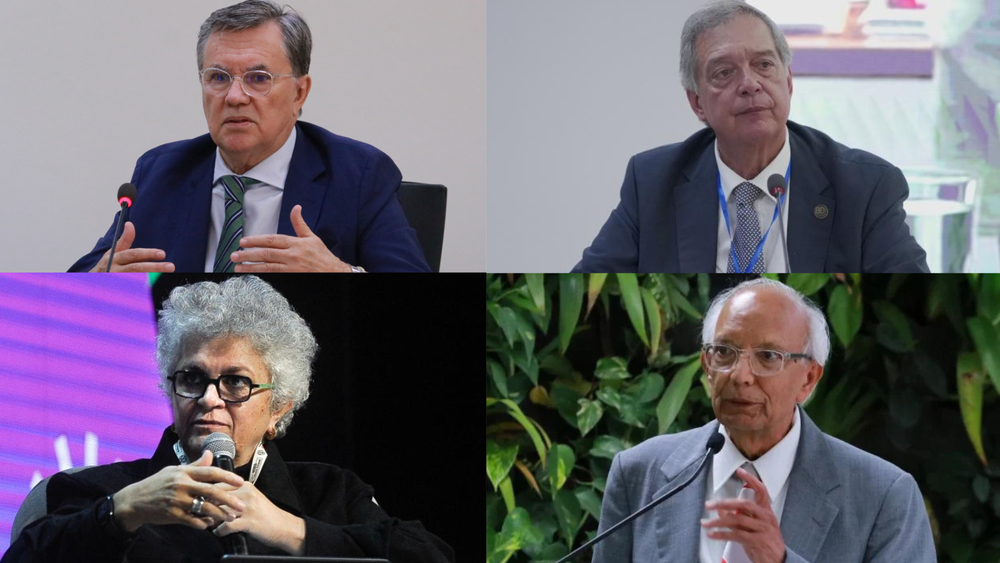 COP30 en la mira: Manuel Otero, Director General del IICA; Fernando Mattos, Ministro de Ganadería Agricultura, y Pesca de Uruguay y presidente de la Junta Interamericana de Agricultura (JIA); Izabella Teixeira, ex ministra de Medio Ambiente de Brasil y negociadora-jefe de ese país en la COP21; y el profesor Rattan Lal, referente mundial en agricultura regenerativa y ciencias de los suelos, Premio Mundial de la Alimentación y Embajador de Buena Voluntad del IICA.