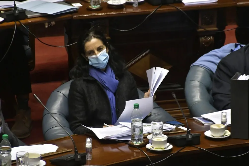 La ministra Arbeleche durante otra interpelación, en julio del año pasado.