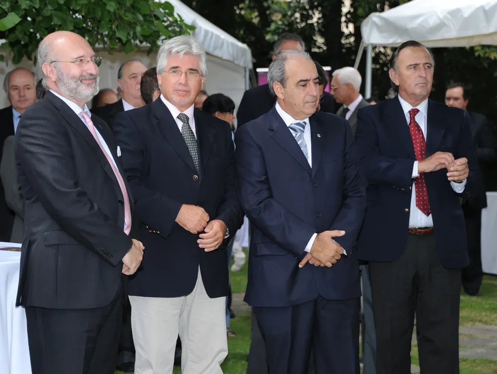Fernández Trigo, Tabaré Aguerre, Alfredo Fratti y Guzmán Tellechea, en la sede de Delegación Europea