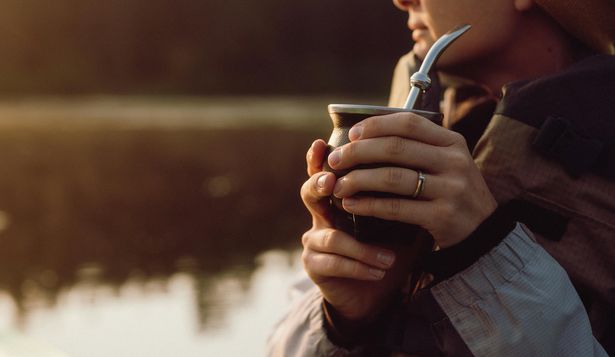 Foto de banco de imágenes de una mujer tomando mate