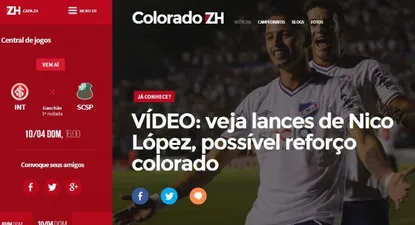 El diario Zero Hora informa de la negociación de Inter por el Diente López