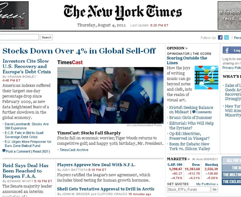 La portada del New York Times de EEUU