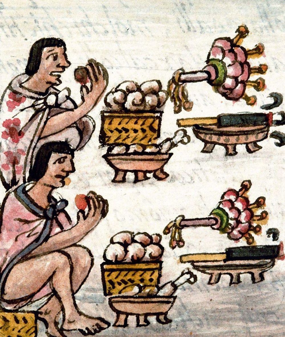 El fraile franciscano Bernardino de Sahagún registró algunas de las costumbres de los pueblos originarios americanos, entre ellos el uso de sustancias alucinógenas.