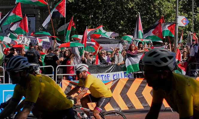 Las protestas propalestinas en La Vuelta en Madrid.&nbsp;