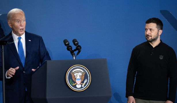 Joe Biden y Volodimir Zelensky en la conferencia en Washington