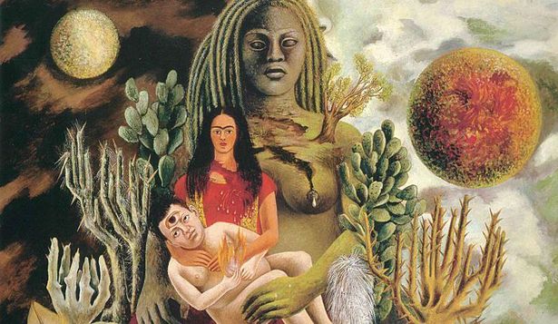 "El abrazo de amor del Universo, la Tierra (México), yo, Diego y el señor Xólotl", de Frida Kahlo, forma parte de la colección de Jacques y Natasha Gelman.