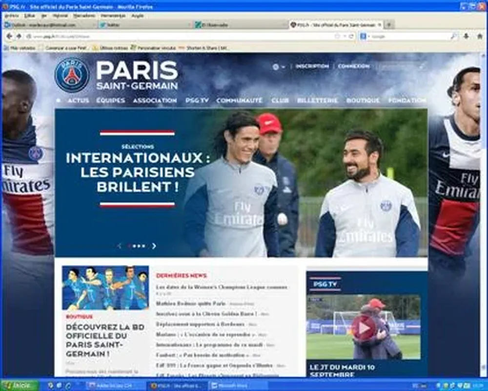 Paris Saint-Germain puso en la portada de su web a Cavani por el gol con Uruguay