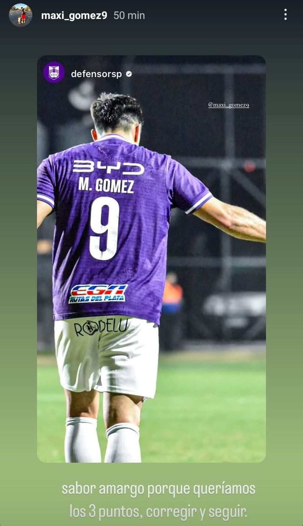 El posteo de Maxi Gómez El posteo de Maxi Gómez