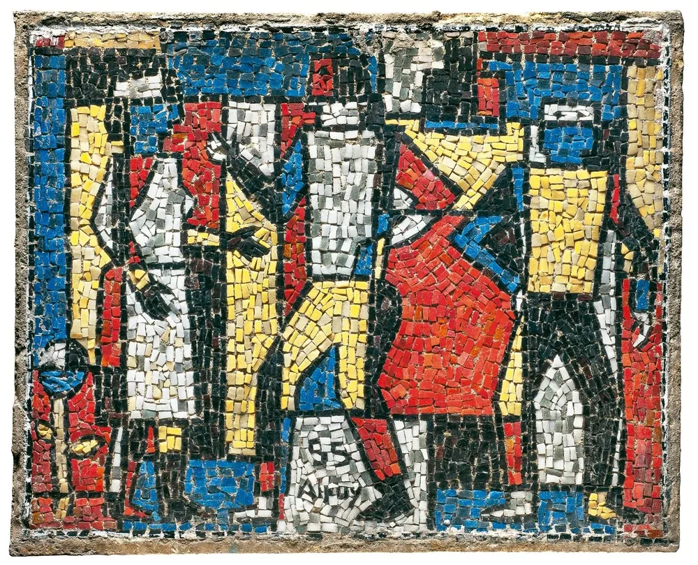 Personajes constructivos, 1955 Mosaico, 42 x 52 cm
