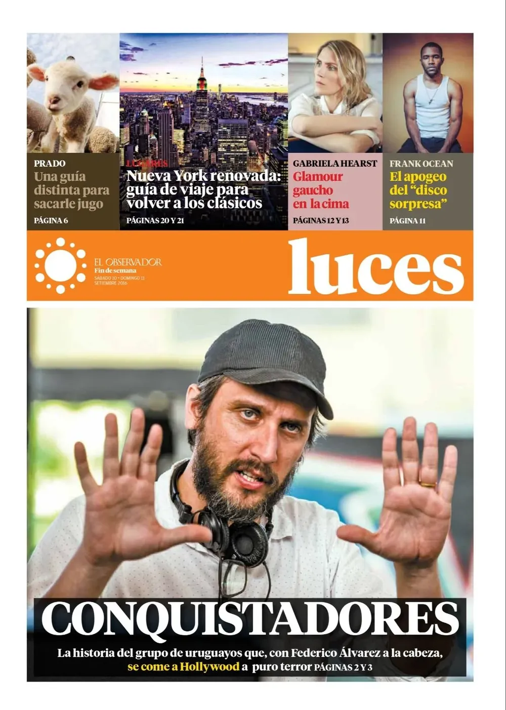 Primera tapa de Luces, del 10 de setiembre de 2016