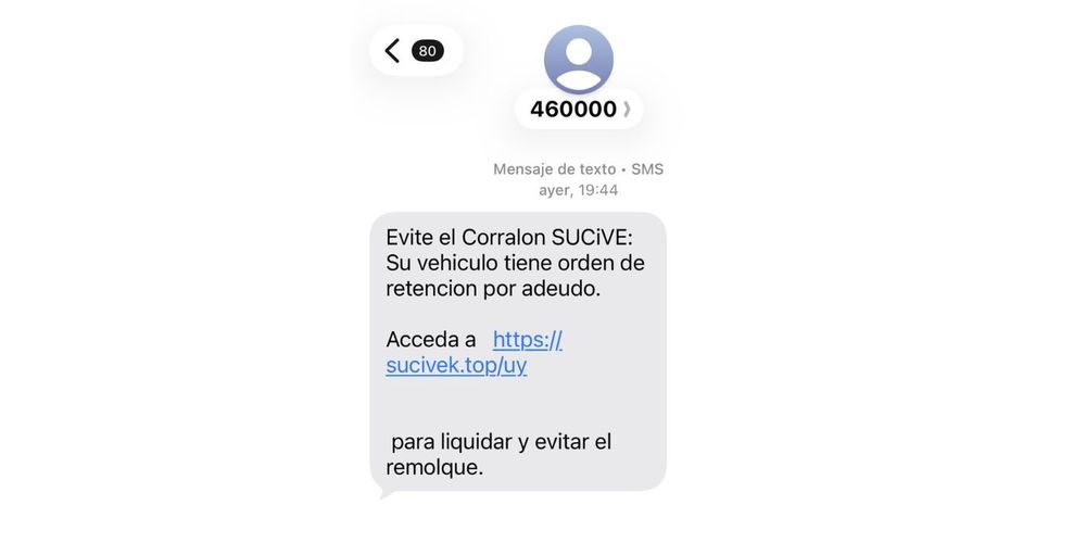 Mensaje falso de SUCIVE