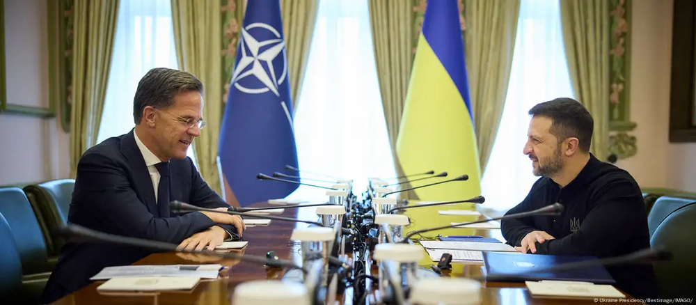 El secretario general de la OTAN, Mark Rutte y el presidente de Ucrania Volodimir Zelensky&nbsp;