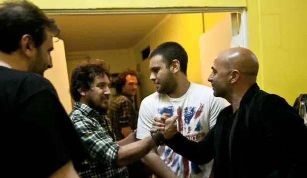 El saludo de Sebastián Teysera y Jorge Sampaoli