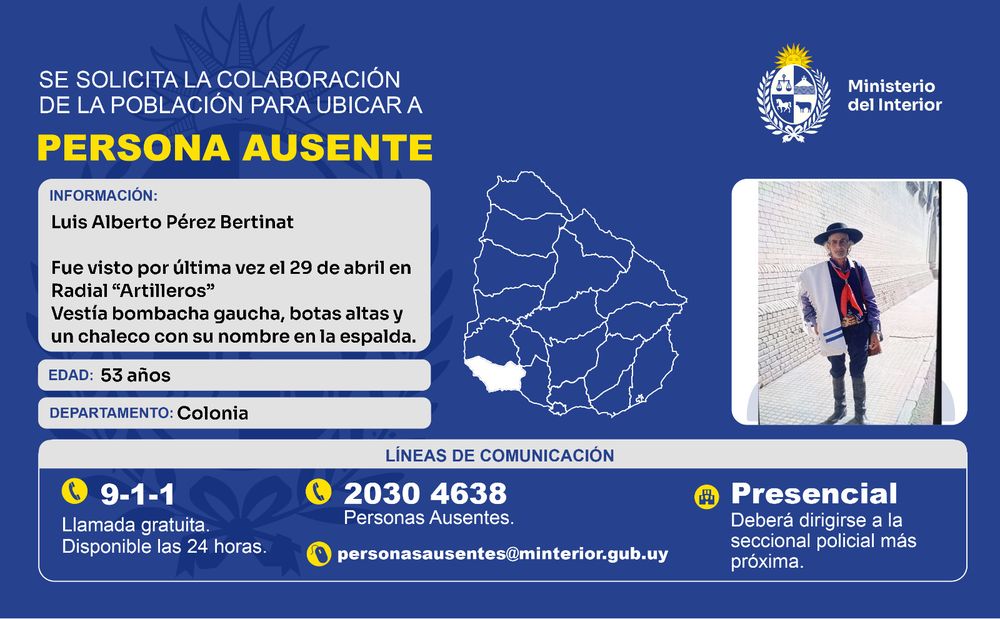 Policía pidió ayuda para buscar a hombre desaparecido
