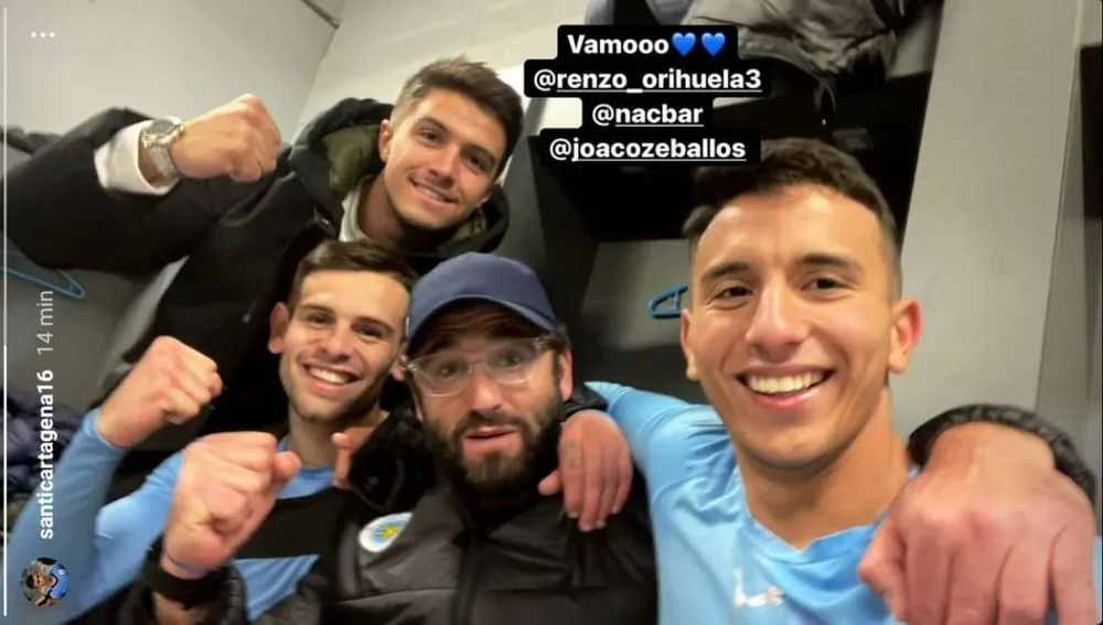 El festejo de Renzo Orihuela, el profe Barboza y Santi Cartagena en el CDS