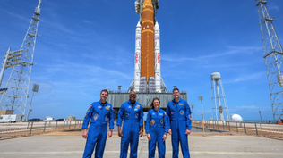 Los astronautas de la misión Artemis II que despegará esta madrugada.&nbsp;