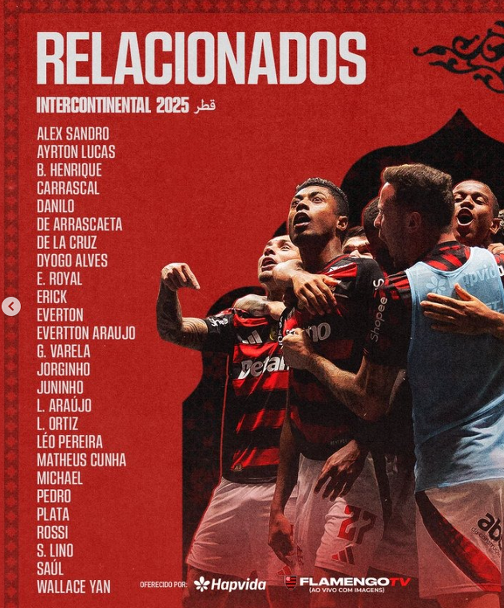 El plantel de Flamengo para la Copa Intercontinental
