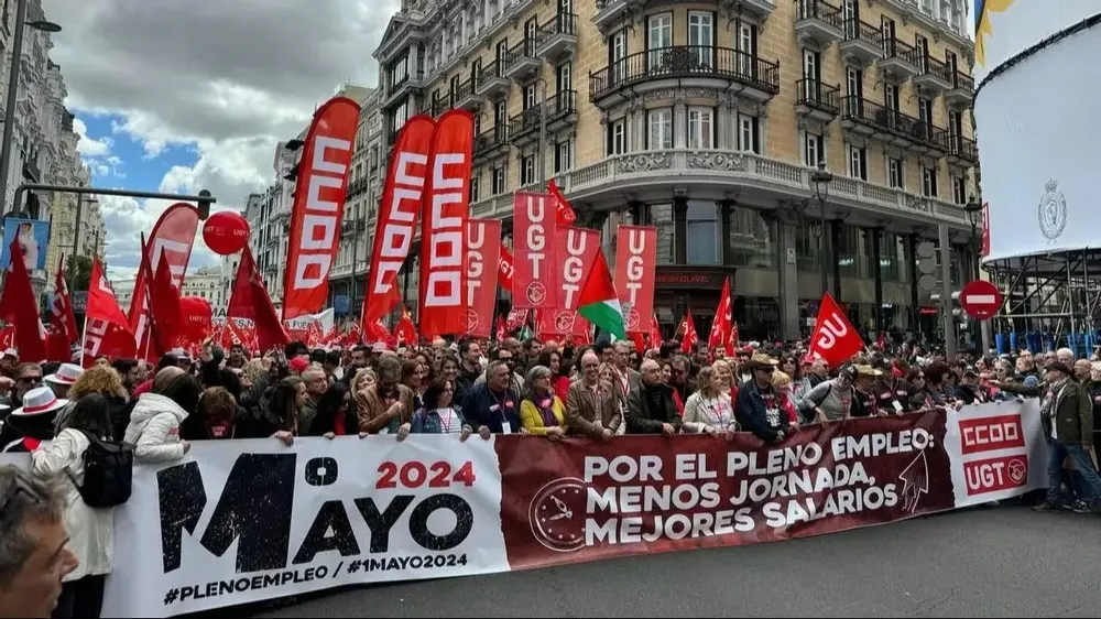 Cabecera de la manifestación del 1 de Mayo en Madrid