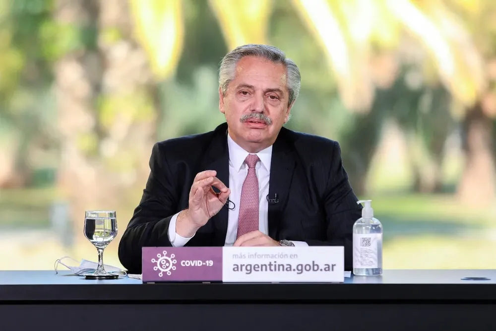 El presidente argentino, Alberto Fernández, durante una conferencia de prensa en Buenos Aires