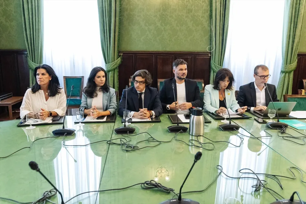 La portavoz parlamentaria de Sumar, Marta Lois, durante una reunión de la Junta de Portavoces en el Congreso de los Diputados.