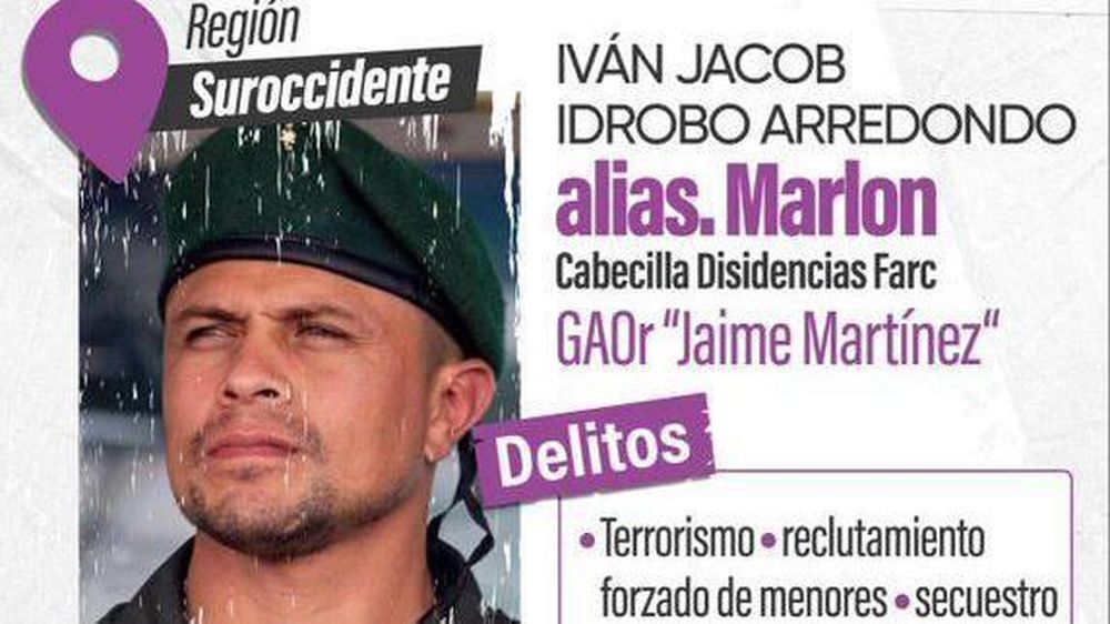 "Marlon", el guerrillero al que Petro atribuye el ataque que dejó 20 muertos en Colombia y por el que ofrecen US$1,4 millones de recompensa