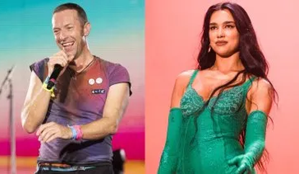 Chris Martin, de Coldplay, y Dua Lipa.&nbsp;