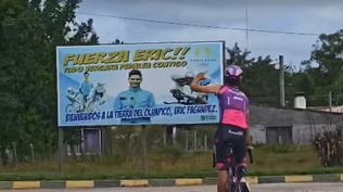 La emoción del olímpico Eric Fagúndez al llegar a Vergara y ver el cartel que le hicieron