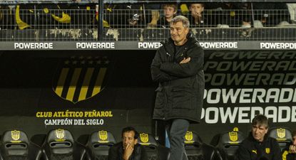 &nbsp;Diego Aguirre en el partido contra Danubio