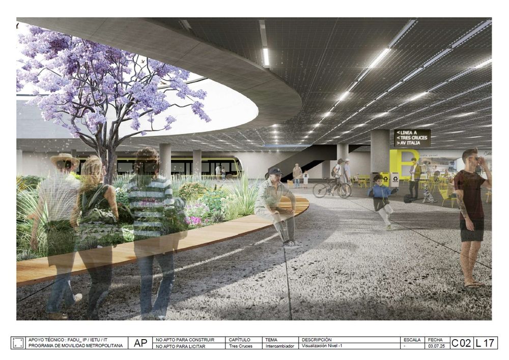 Así se vería el nivel -1 del Intercambiador en Tres Cruces