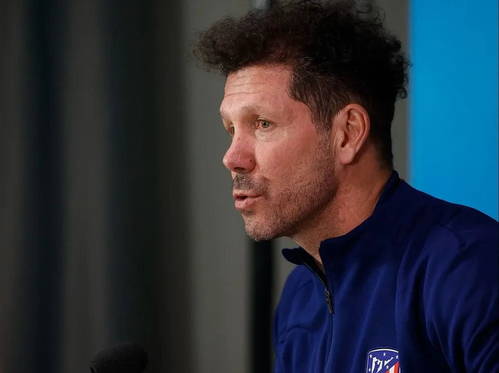 Simeone en rueda de prensa.
