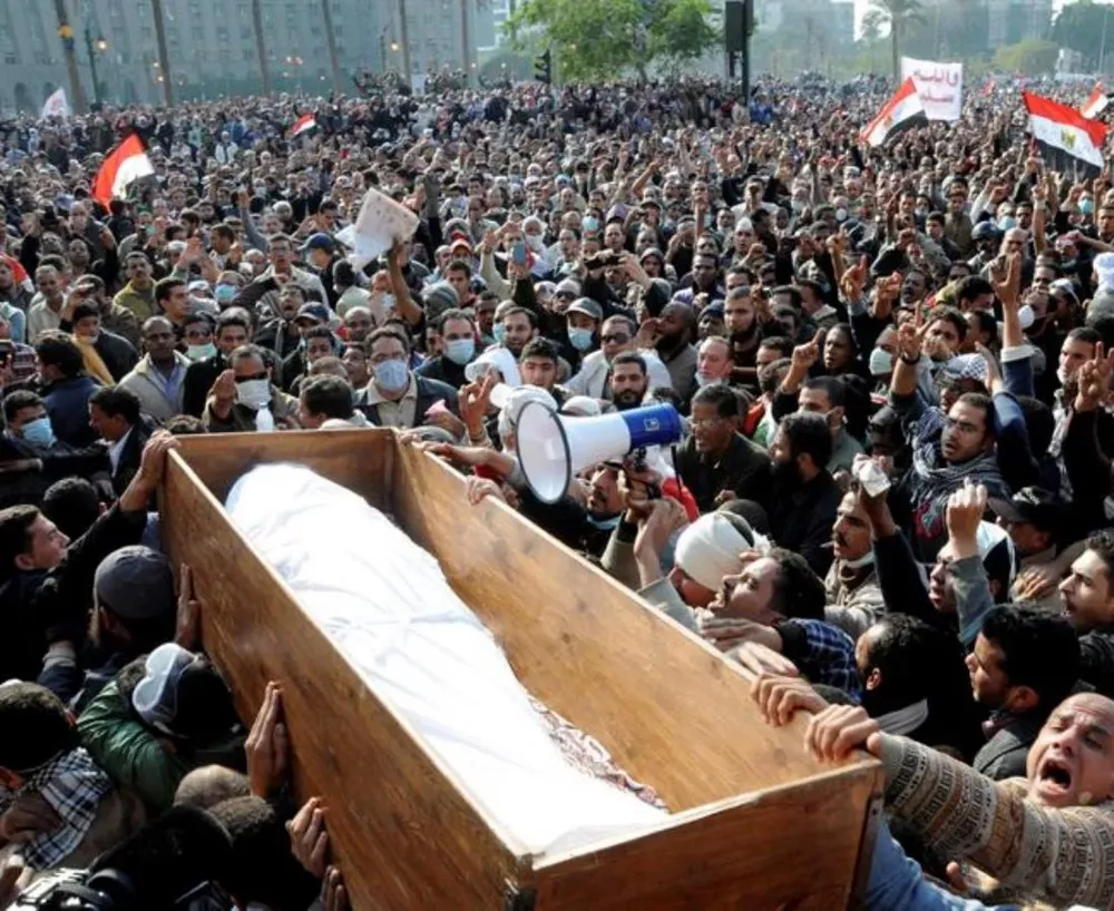 Manifestantes en la plaza Tahrir