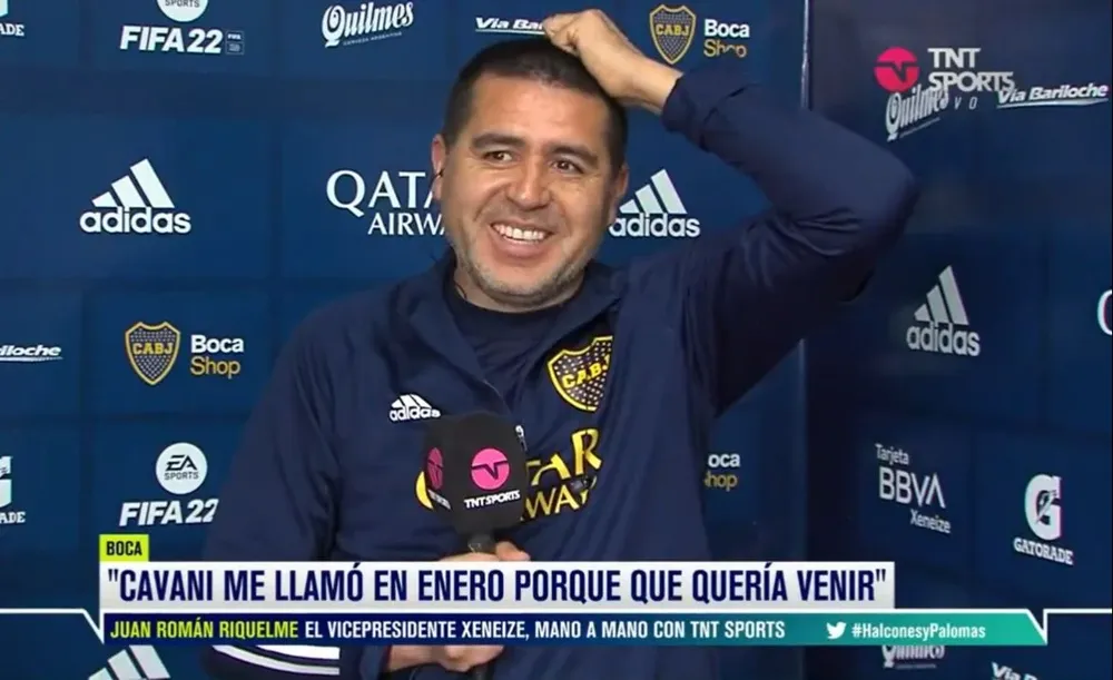 La sonrisa de Riquelme al recordar la llamada de Cavani