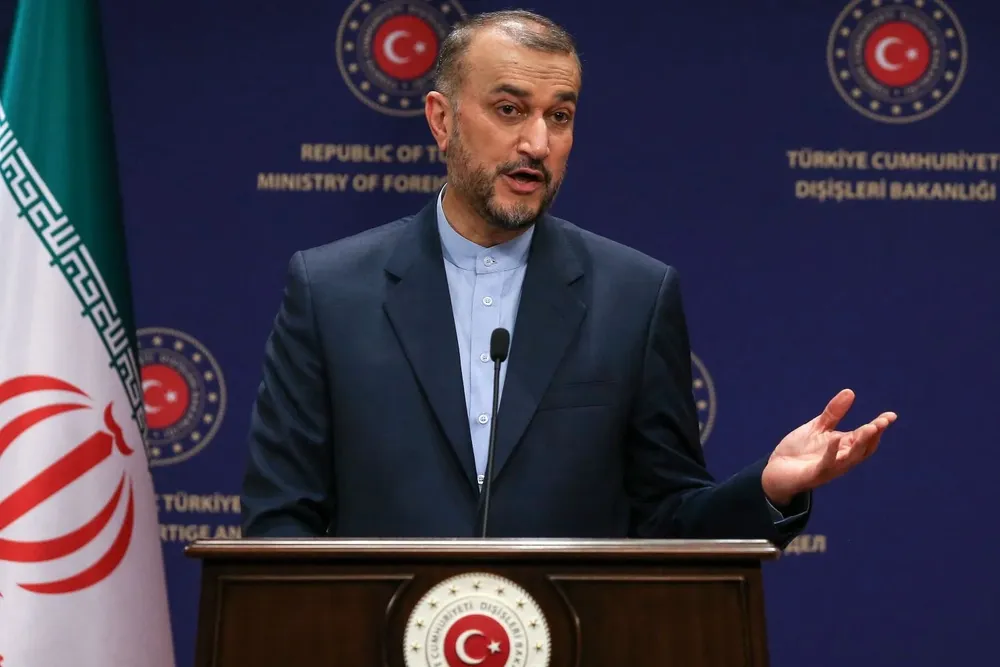 Hossein Amirabdollahian, ministro de Relaciones Exteriores de Irán, en una conferencia de prensa con su homólogo turco en Ankara