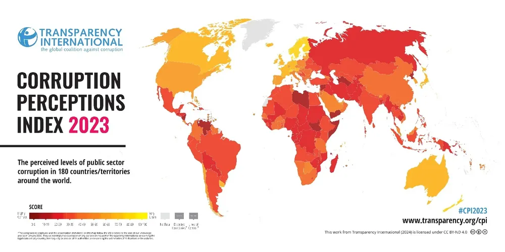 El mapa de la corrupción de acuerdo con la ONG Transparencia Internacional