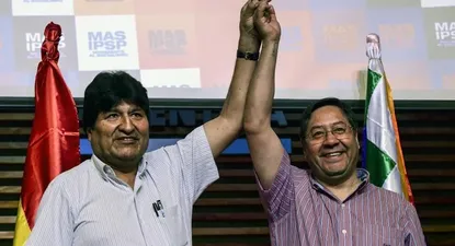 Evo Morales junto al presidente Luis Arce