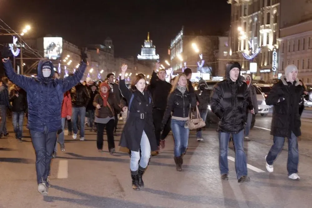 Manifestantes en Rusia
