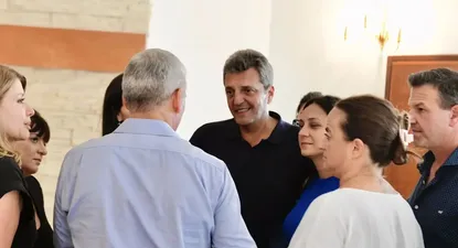 El ex candidato presidencial y ex ministro de Economía Sergio Massa este sábado en una reunión del Frente Renovador en Roque Pérez