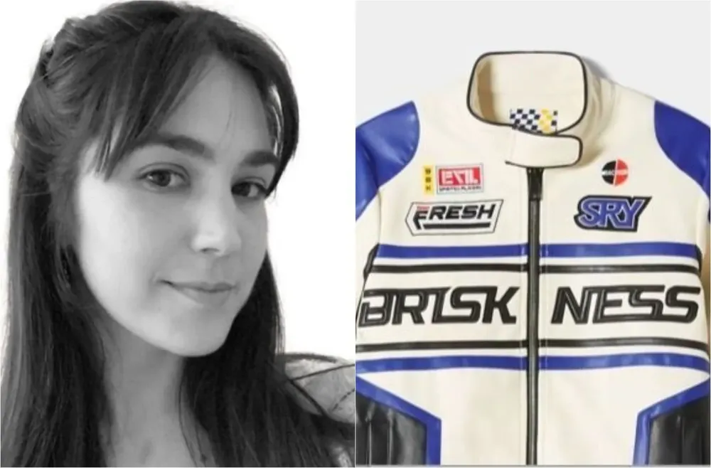 Leticia Texeira junto a su prenda distinguida