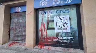 El local del PP vandalizado en Bilbao.