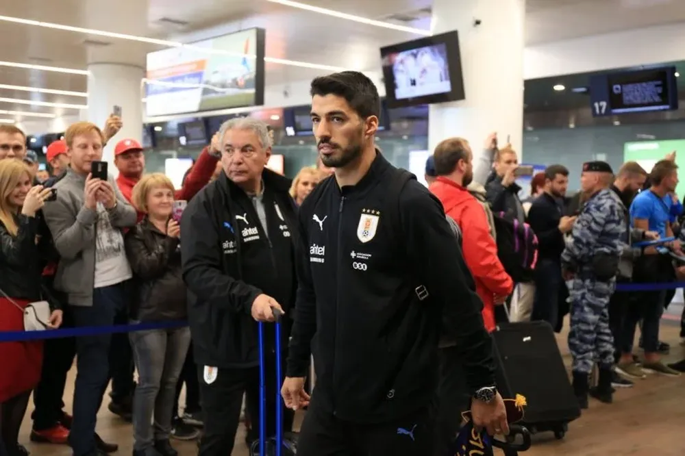 Luis Suárez a su arribo a Rusia