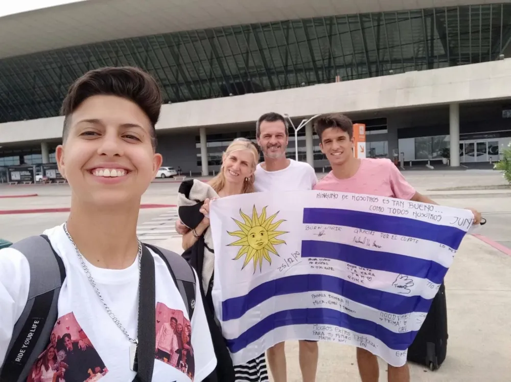 Pamela y familia, cuando viajó a Estados Unidos.