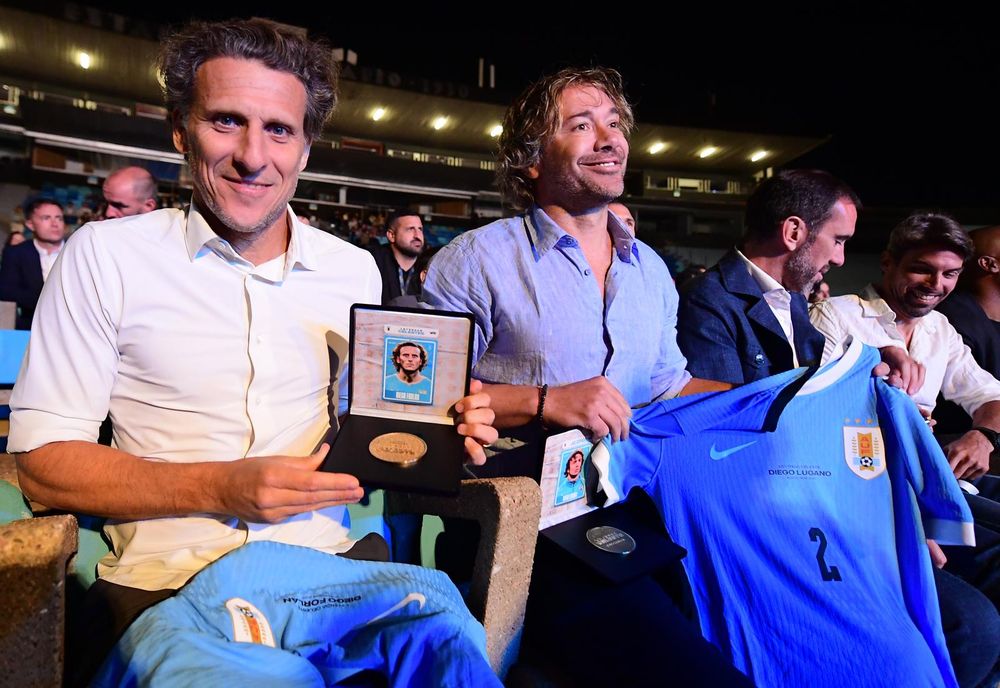 Forlán, Godín y Lugano en el evento de la Mutual
