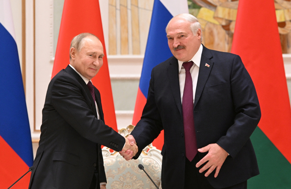 El presidente ruso Vladimir Putin y el presidente de Bielorrusia, Alexandr Lukashenko.
